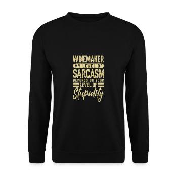 Winzer Wein Spruch für Weinliebhaber - Unisex Pullover - Schwarz - Vorne - Alina (178cm) & Michal (187cm)