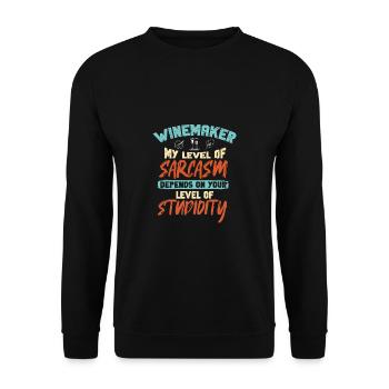 Winzer Wein Spruch für Weinliebhaber - Unisex Pullover - Schwarz - Vorne - Alina (178cm) & Michal (187cm)
