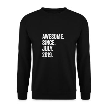 4. Geburtstag 4 Jahre Awesome Since July 2019 - Unisex Pullover - Schwarz - Vorne - Alina (178cm) & Michal (187cm)
