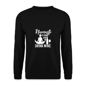 Namaste Yoga Wein - Unisex Pullover - Schwarz - Vorne - Alina (178cm) & Michal (187cm)