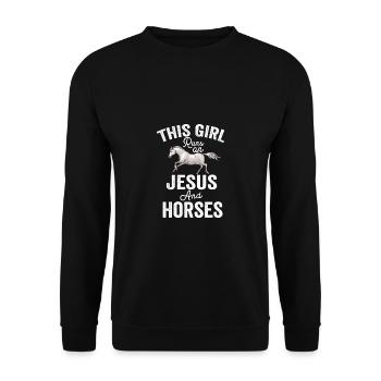 Horses Love - Unisex Sweatshirt - black - Front - Alina (178cm) & Michal (187cm)