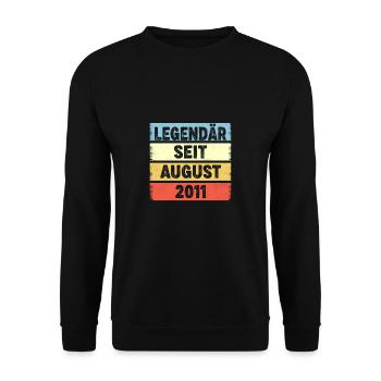 12. Geburtstag 12 Jahre Legendär Seit August 2011 - Unisex Pullover - Schwarz - Vorne - Alina (178cm) & Michal (187cm)