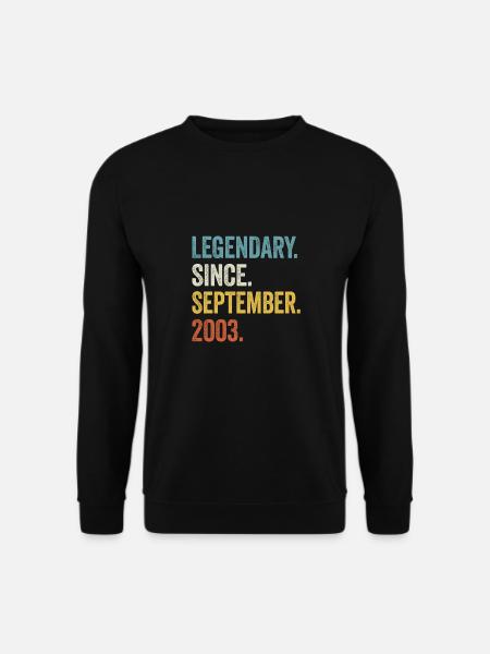 20. Geburtstag 20 Jahre Legendary Since September - Unisex Pullover - Schwarz