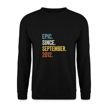 11 Years Old Epic Since September 2012 11th - Unisex Sweatshirt - black - Front - Alina (178cm) & Michal (187cm)