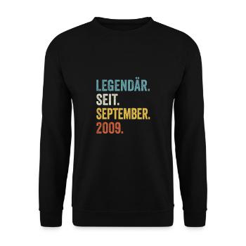 14. Geburtstag 14 Jahre Legendär Seit September - Unisex Pullover - Schwarz - Vorne - Alina (178cm) & Michal (187cm)