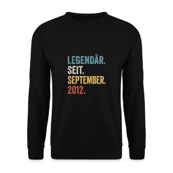 11. Geburtstag 11 Jahre Legendär Seit September - Unisex Pullover - Schwarz - Vorne - Alina (178cm) & Michal (187cm)