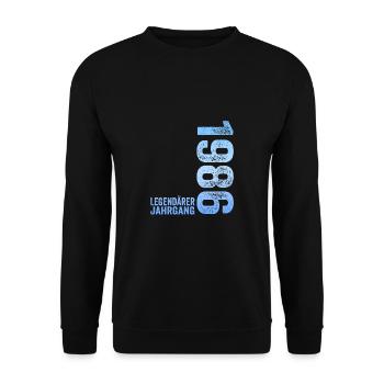 38. Geburtstag Legendärer Jahrgang 1986 38 Jahre - Unisex Pullover - Schwarz - Vorne - Alina (178cm) & Michal (187cm)