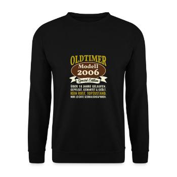 18. Geburtstag Oldtimer Modell 2006 18 Jahre - Unisex Pullover - Schwarz - Vorne - Alina (178cm) & Michal (187cm)