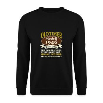 78e anniversaire Oldtimer modèle 1946 78 ans - Sweat-shirt Unisexe - noir - Devant - Alina (178cm) & Michal (187cm)