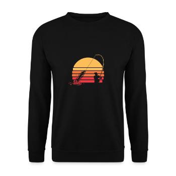 Fisherman Angler Retro Sunset Fishing - Unisex Sweatshirt - black - Front - Alina (178cm) & Michal (187cm)