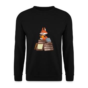 Buch Nerd Boooks Bibliothekar Fuchs Lesung - Unisex Pullover - Schwarz - Vorne - Alina (178cm) & Michal (187cm)