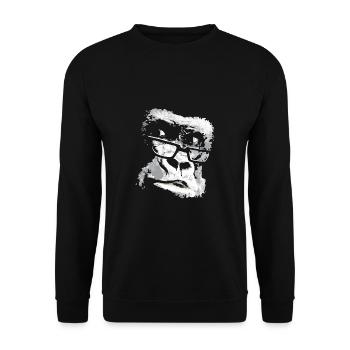Singe Chimpanzé Gorille Lunettes de Soleil Ape - Sweat-shirt Unisexe - noir - Devant - Alina (178cm) & Michal (187cm)