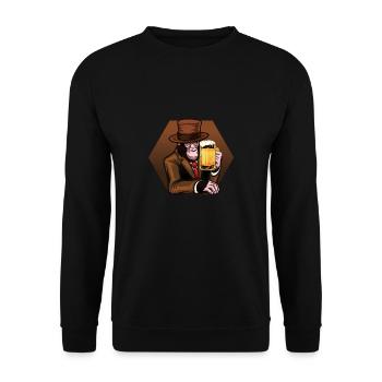 Singe Chimpanzé Gorille Drinking Ape - Sweat-shirt Unisexe - noir - Devant - Alina (178cm) & Michal (187cm)
