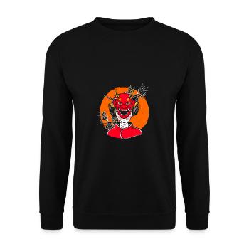 Japonaise Fille Oni Démon Masque Samouraï - Sweat-shirt Unisexe - noir - Devant - Alina (178cm) & Michal (187cm)