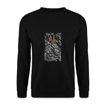 Fantasy RPG Wolf Magic Dungeon - Unisex Sweatshirt - black - Front - Alina (178cm) & Michal (187cm)