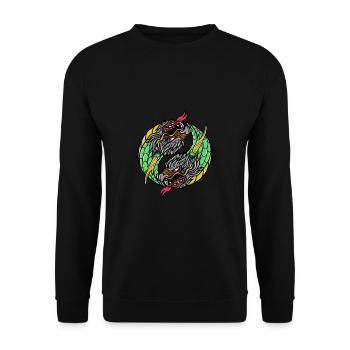 Fantasy RPG Dragons Magic Dungeon - Unisex Sweatshirt - black - Front - Alina (178cm) & Michal (187cm)
