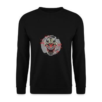 Kanji Japon Oni Démon Masque Ninja Samouraï - Sweat-shirt Unisexe - noir - Devant - Alina (178cm) & Michal (187cm)
