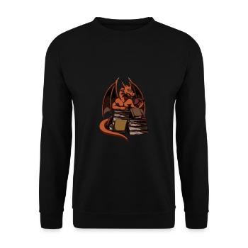 Dragon Reading Magic Dungeon - Unisex Sweatshirt - black - Front - Alina (178cm) & Michal (187cm)
