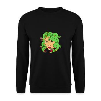 Antiker Gott Griechische Medussa Mythologie - Unisex Pullover - Schwarz - Vorne - Alina (178cm) & Michal (187cm)