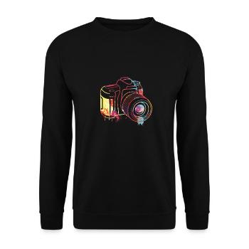Kamera, Farbe, Spritzer, Bildfotografie, - Unisex Pullover - Schwarz - Vorne - Alina (178cm) & Michal (187cm)