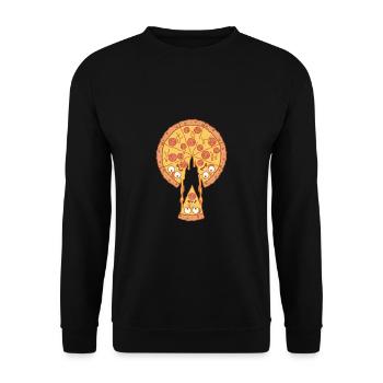 Pizzeria Slice Friend Pizza - Unisex Pullover - Schwarz - Vorne - Alina (178cm) & Michal (187cm)