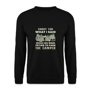 Essayer de garer le camping-car Camping - Sweat-shirt Unisexe - noir - Devant - Alina (178cm) & Michal (187cm)
