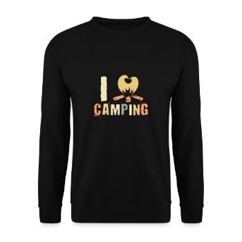 Camper Campfire Bonfire I Love Camping - Unisex Sweatshirt - black - Front - Alina (178cm) & Michal (187cm)