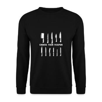 Kochen Choose Weapon Food Chef - Unisex Pullover - Schwarz - Vorne - Alina (178cm) & Michal (187cm)