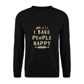 Patissier Baker Bake People Happy Baking - Unisex Sweatshirt - black - Front - Alina (178cm) & Michal (187cm)