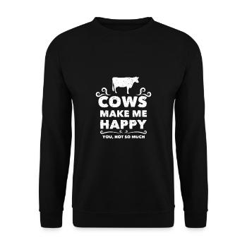 Tractor Cows Happy Farmer Farming - Unisex Sweatshirt - black - Front - Alina (178cm) & Michal (187cm)