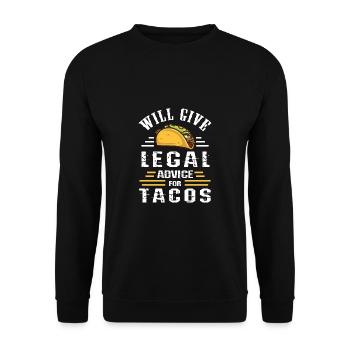 Will Give Legal Advice For Tacos Lawyer - Unisex Sweatshirt - black - Front - Alina (178cm) & Michal (187cm)