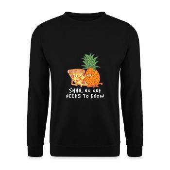 Pizzeria Shhh Niemand muss Pizza kennen - Unisex Pullover - Schwarz - Vorne - Alina (178cm) & Michal (187cm)