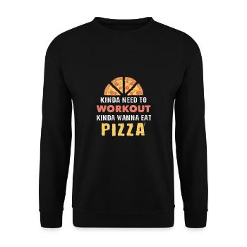 Kinda Need To Workout Kinda Eat Pizza - Unisex Sweatshirt - black - Front - Alina (178cm) & Michal (187cm)