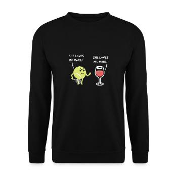 Sportschläger Sie liebt mich Mehr Tennis - Unisex Pullover - Schwarz - Vorne - Alina (178cm) & Michal (187cm)