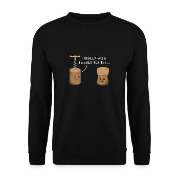 J’aimerais vraiment pouvoir voler aussi du vin - Sweat-shirt Unisexe - noir - Devant - Alina (178cm) & Michal (187cm)