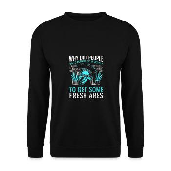 Akropolist Fresh Ares Griechische Mythologie - Unisex Pullover - Schwarz - Vorne - Alina (178cm) & Michal (187cm)