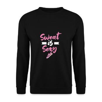 Sprinten Schweiß ist sexy Joggen Laufen - Unisex Pullover - Schwarz - Vorne - Alina (178cm) & Michal (187cm)