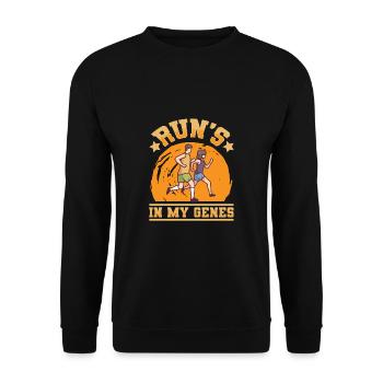 Run's In My Genes Jogging Running - Unisex Sweatshirt - black - Front - Alina (178cm) & Michal (187cm)