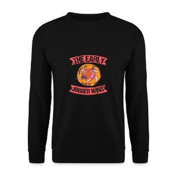 The Early Jogger Wins Jogging Running - Unisex Sweatshirt - black - Front - Alina (178cm) & Michal (187cm)