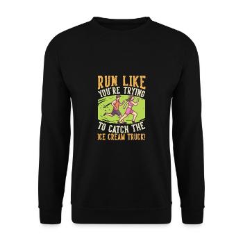 Run To Catch Cream Truck Marathon - Unisex Sweatshirt - black - Front - Alina (178cm) & Michal (187cm)