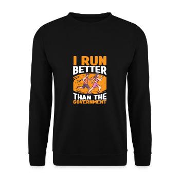 Le marathon de jogging est meilleur que le gouvernement - Sweat-shirt Unisexe - noir - Devant - Alina (178cm) & Michal (187cm)