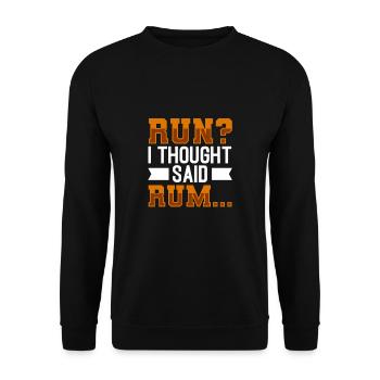 Joggen dachte ich sagte Rum Laufen - Unisex Pullover - Schwarz - Vorne - Alina (178cm) & Michal (187cm)