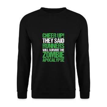 Überlebe Zombie Apocalypse Running - Unisex Pullover - Schwarz - Vorne - Alina (178cm) & Michal (187cm)