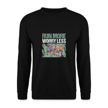 Marathon Run More Worry Less Running - Unisex Sweatshirt - black - Front - Alina (178cm) & Michal (187cm)