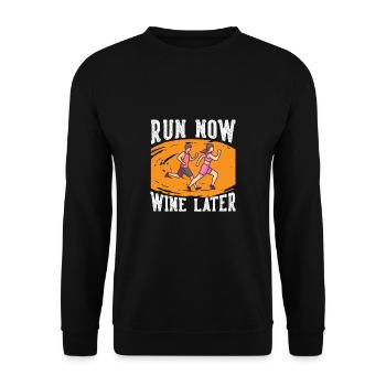 Marathon Run Now Wine Later Running - Unisex Sweatshirt - black - Front - Alina (178cm) & Michal (187cm)