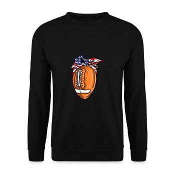 Rugby Amerikanische Flagge Band Fußball - Unisex Pullover - Schwarz - Vorne - Alina (178cm) & Michal (187cm)