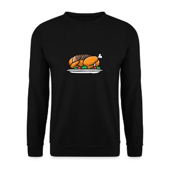 Rugby Fußballer Thanksgiving Fußball - Unisex Pullover - Schwarz - Vorne - Alina (178cm) & Michal (187cm)
