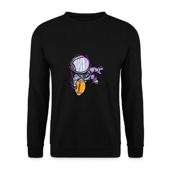 Rugby Fußballer Astronaut Fußball - Unisex Pullover - Schwarz - Vorne - Alina (178cm) & Michal (187cm)
