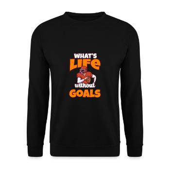 Was ist ein Leben ohne Tore Fußball - Unisex Pullover - Schwarz - Vorne - Alina (178cm) & Michal (187cm)