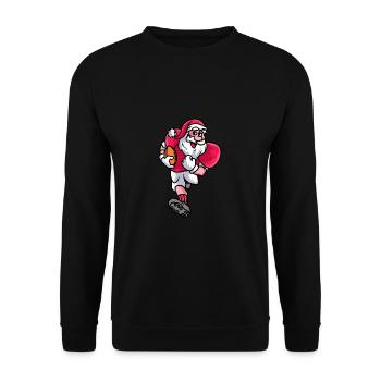 Rugby Fußballer Santa Claus Fußball - Unisex Pullover - Schwarz - Vorne - Alina (178cm) & Michal (187cm)